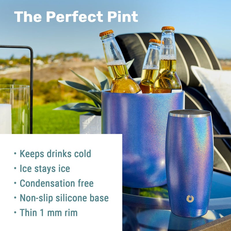SNOWFOX Premium Vacuum Insulated Stainless Steel Beer Glass, Home Bar Accessories, Elegant Bartending, Lightweight Pint Glasses, Sleek Drinkware, Frosty Beverages Stay Cold, 18oz, Set of 2,Black/Gold - Image 2